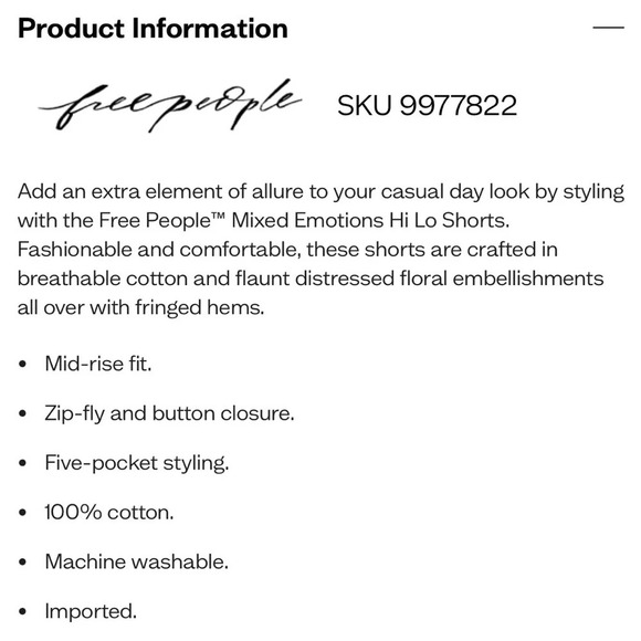 NWT! FREE PEOPLE Mixed Emotions Distressed High-Low Denim Shorts - Picture 11 of 11